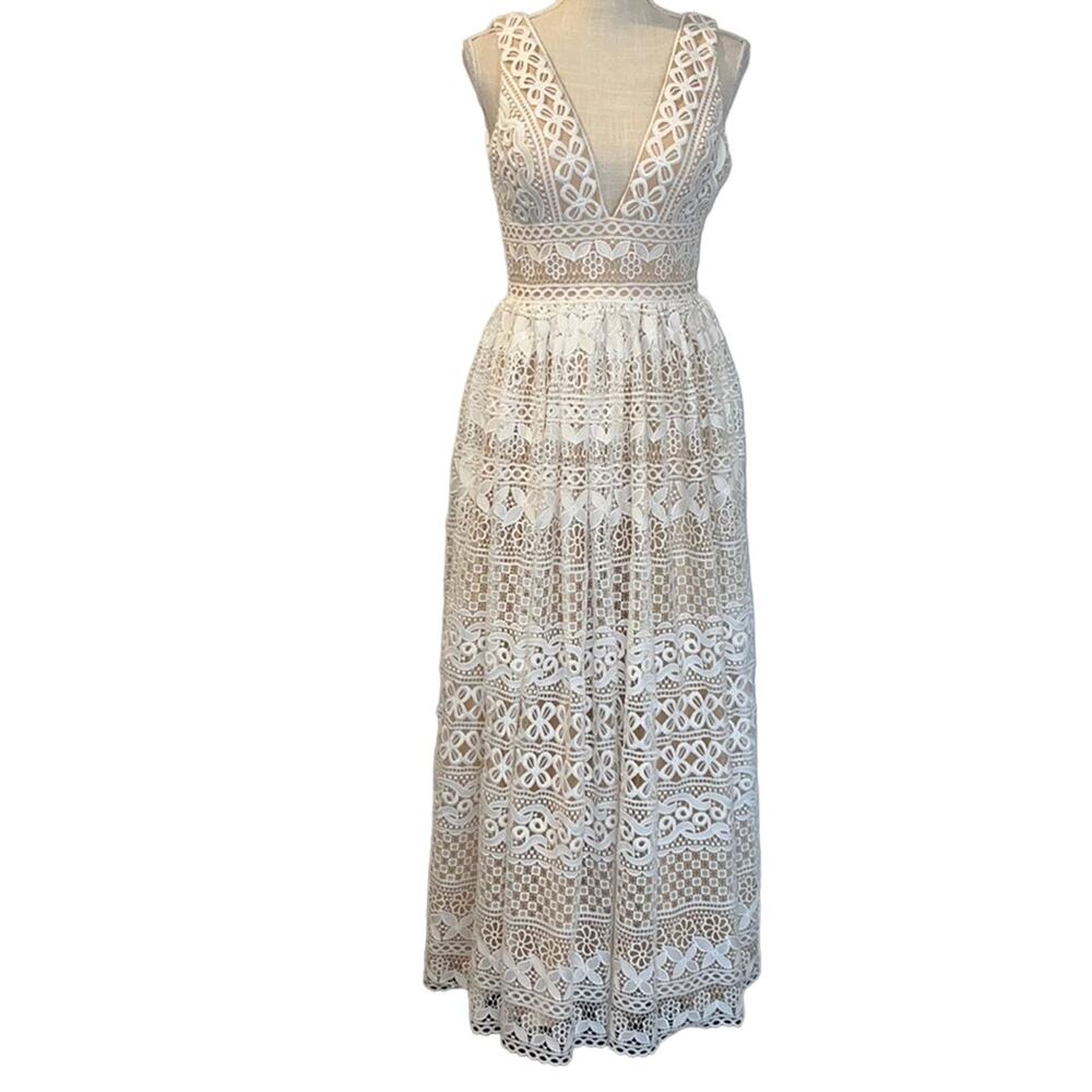 Angela and Alison Lace V Neck Ball Gown Prom Wedding Style #771004 - Size 4